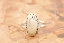 Genuine White Buffalo Turquoise Sterling Silver Ring
